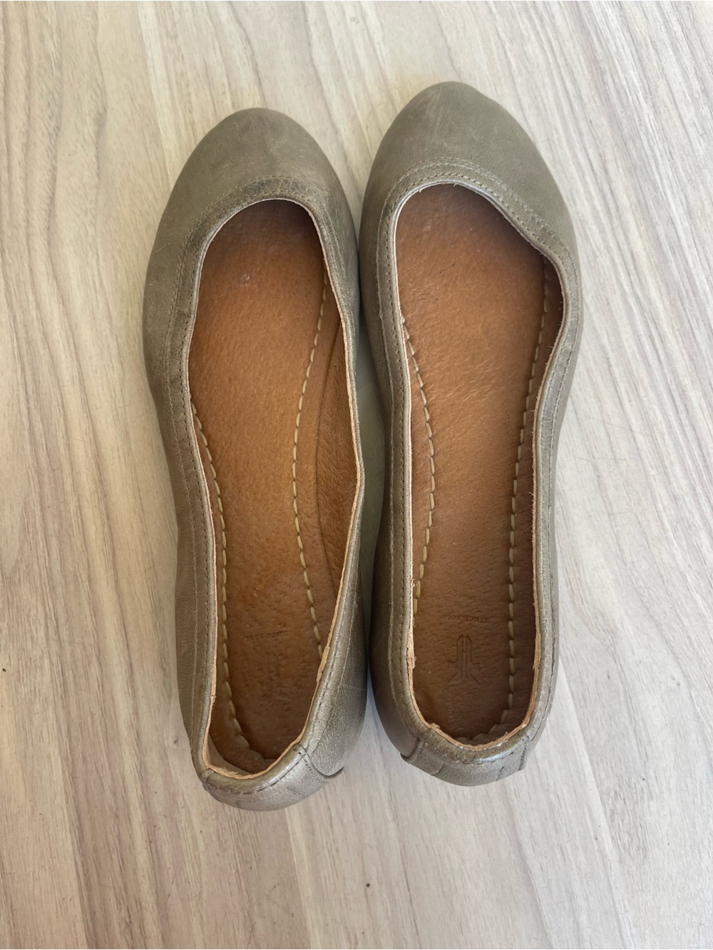 Frye Women's Taupe Leather Ballet Flats - Picture 2 of 12